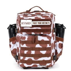 35L Backpack Brown White Cow