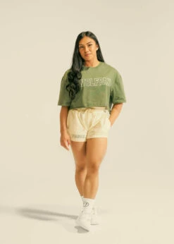 Women's Varsity Cropped Tee Moss Green -Fashion bags 11DED3F5 8A27 4896 B986 D4E8BBF5FFD4