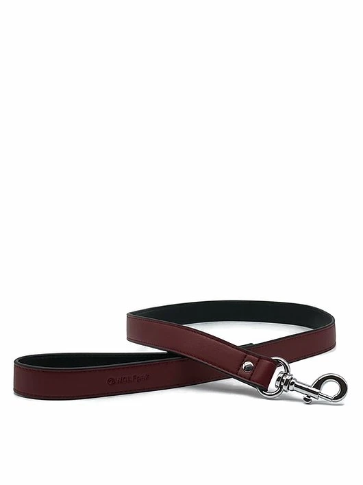 Luxury Dog Leash Burgundy Red & Black 2 Luxury Dog Leash Burgundy Red & Black - Image 2