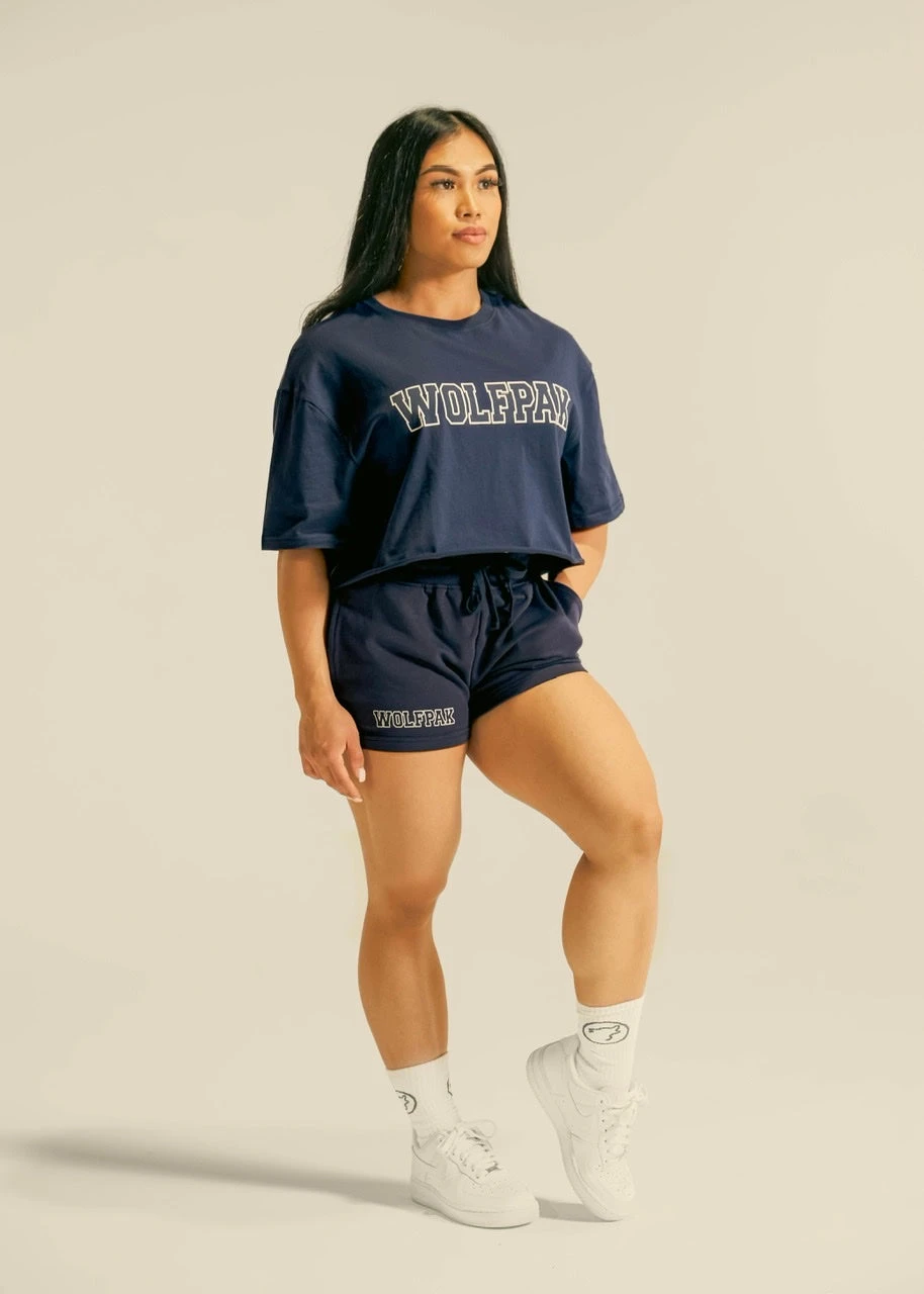 Women's Varsity Cropped Tee Varsity Blue 3 Women's Varsity Cropped Tee Varsity Blue - Image 3