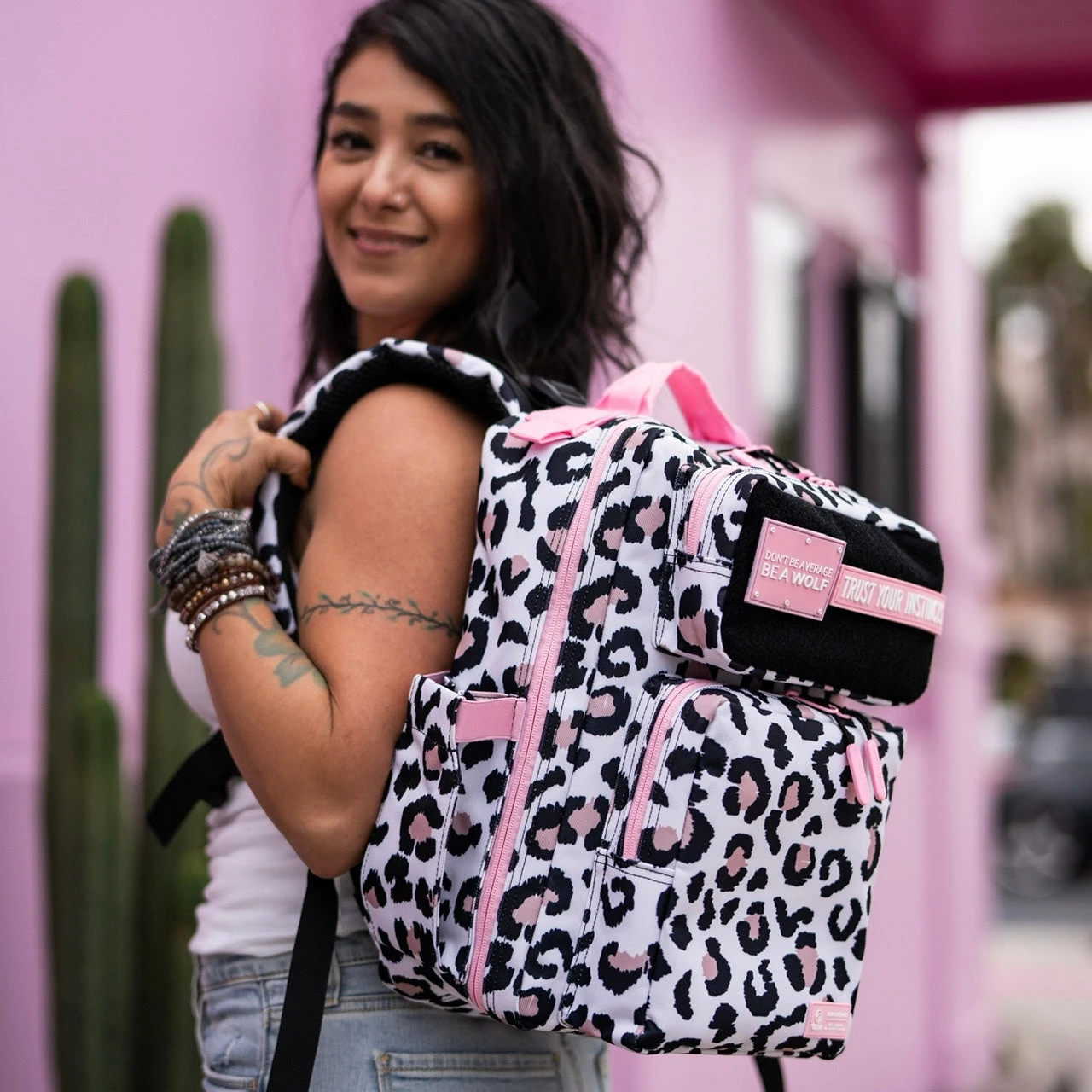 15L Backpack Leopard Pink Zip 5 15L Backpack Leopard Pink Zip - Image 5