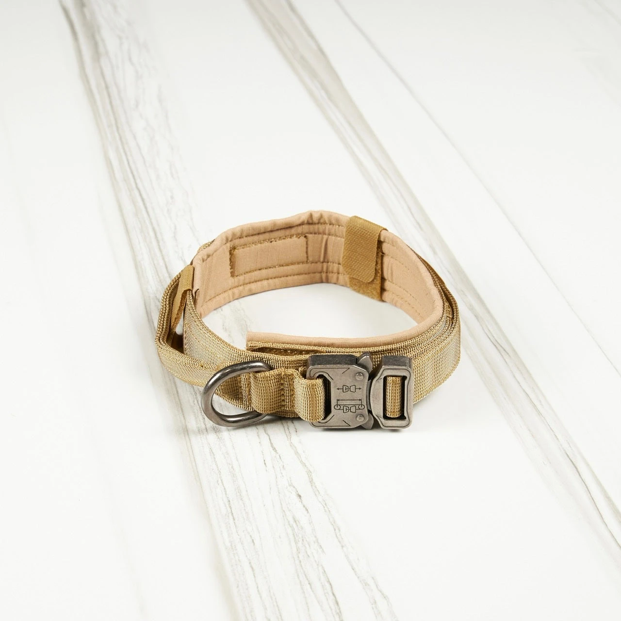 Tactical Nylon Dog Collar Khaki 1 Tactical Nylon Dog Collar Khaki