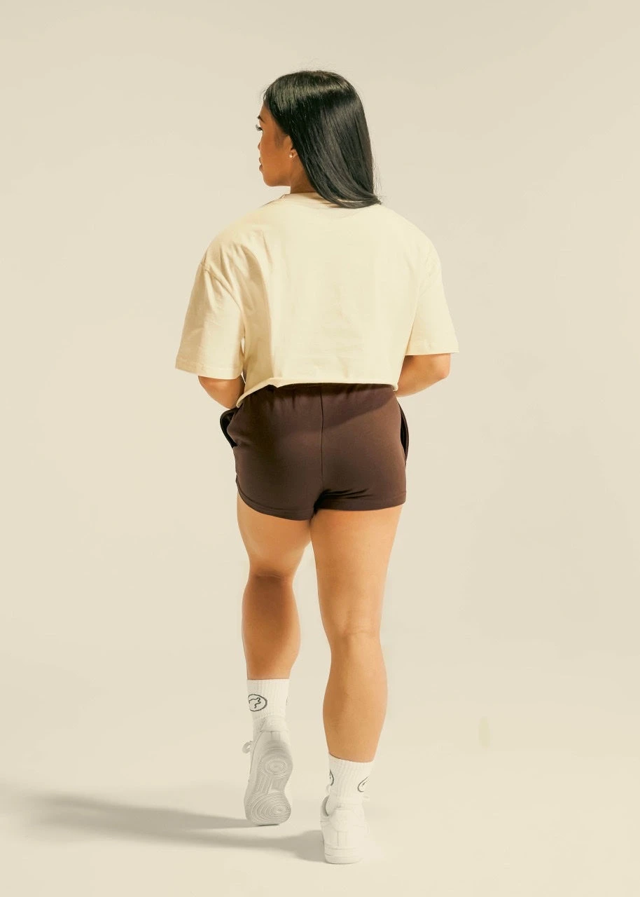 Women's Varsity Shorts Mocha Brown 3 Women's Varsity Shorts Mocha Brown - Image 3