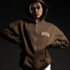 Mocha Brown Zip Up Hoodie