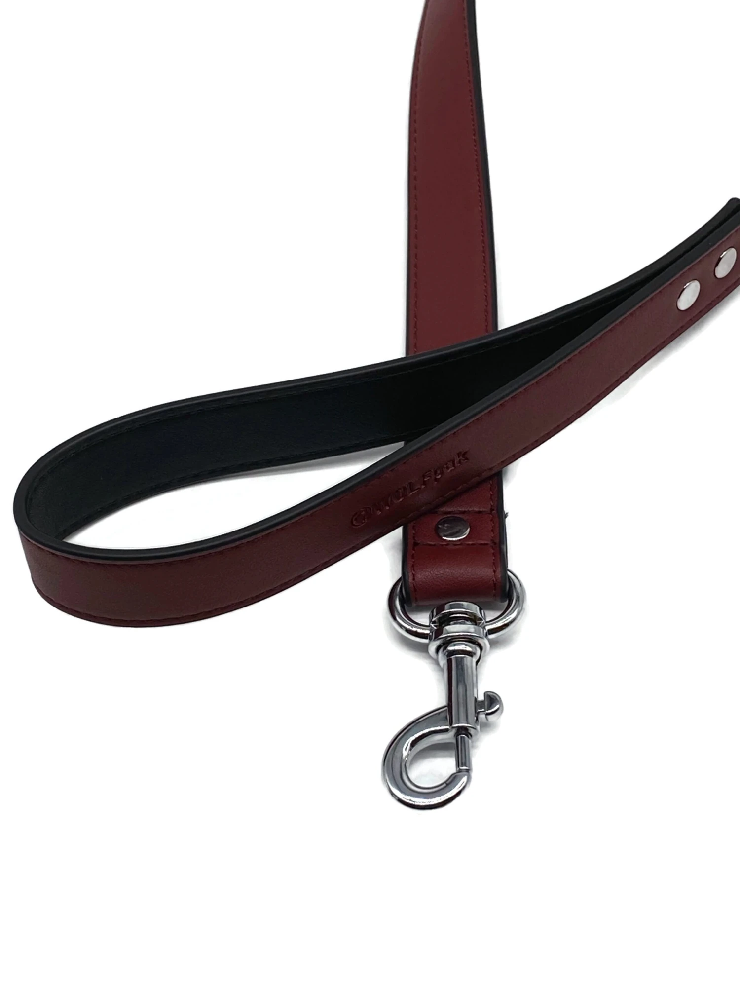 Luxury Dog Leash Burgundy Red & Black 3 Luxury Dog Leash Burgundy Red & Black - Image 3