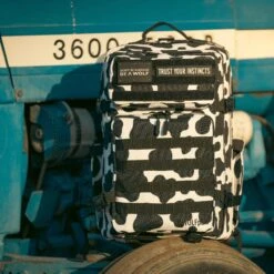 45L Backpack Black White Cow -Fashion bags a7r07046 enhanced nr